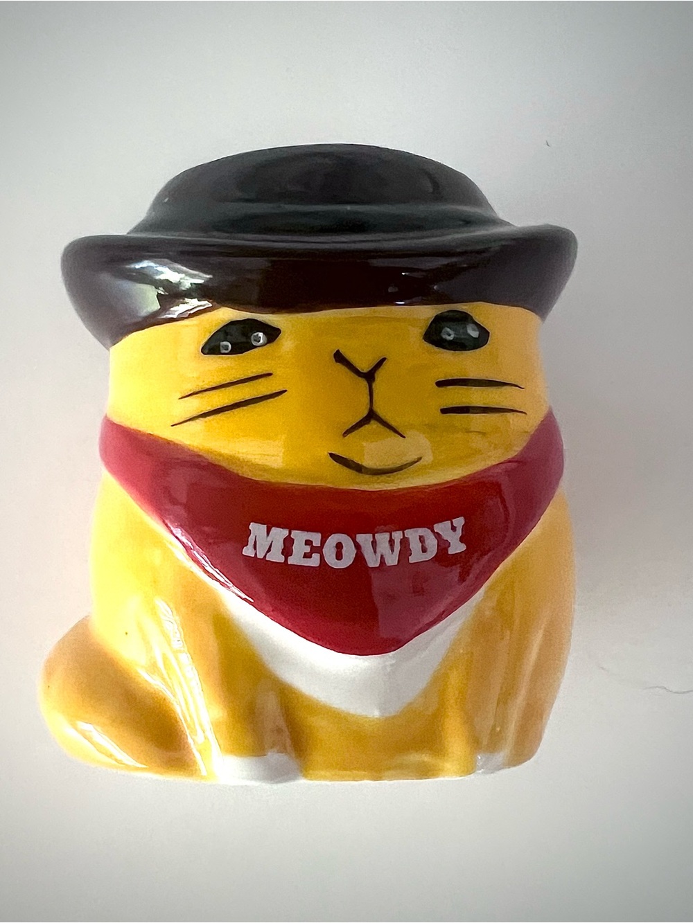 Cat Meowed Shot Glass Orange-Yellow Ceramic Cowboy Cat Shot Glass